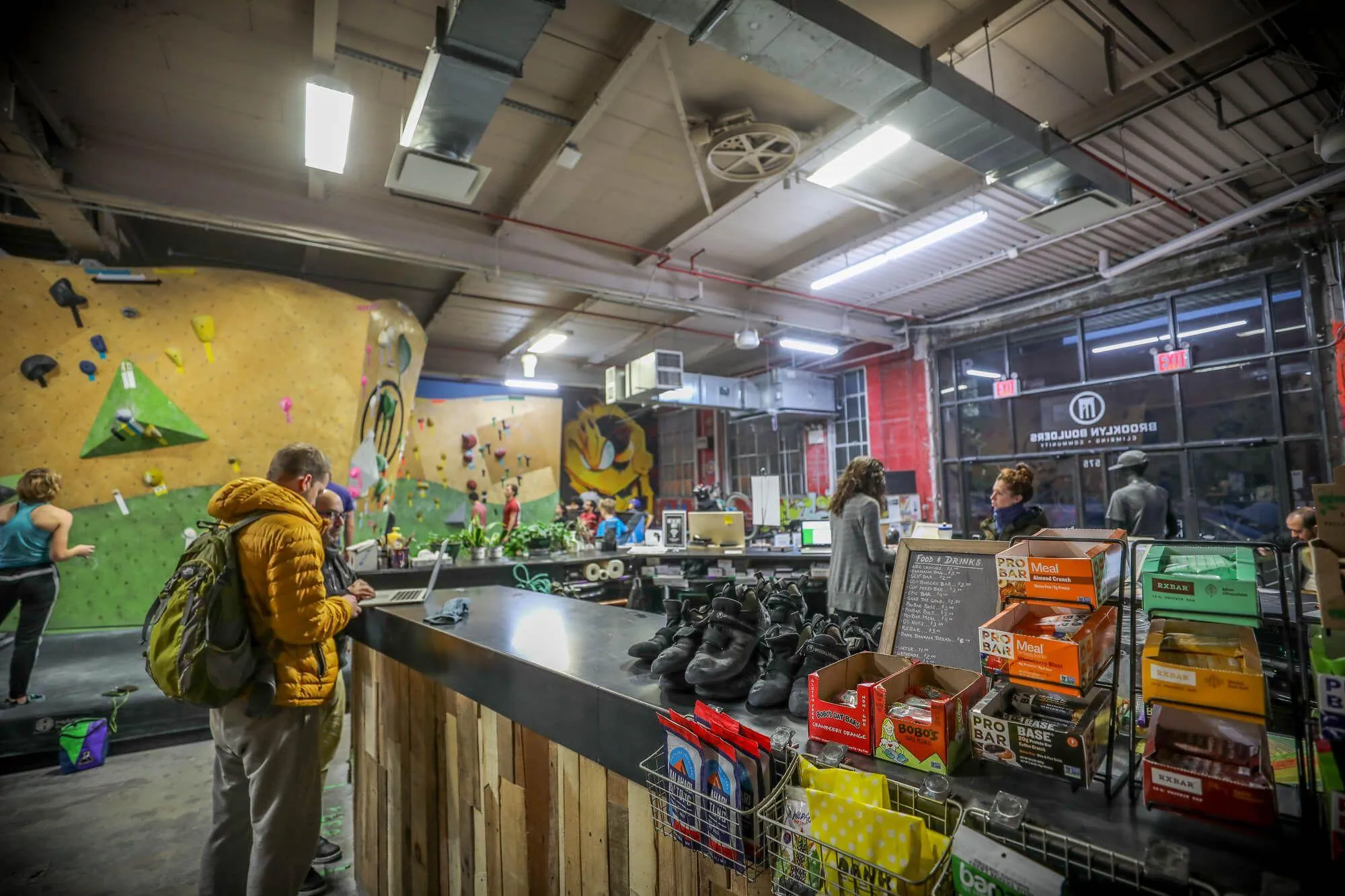 From the outside it is hard to imagine how much space really is inside and how open it actually feels while there. The front desk is sizable without impeding on members ability to get into the bouldering areas, shop for gear, check out the sustenance options, or head to the personal training VIP area. 
