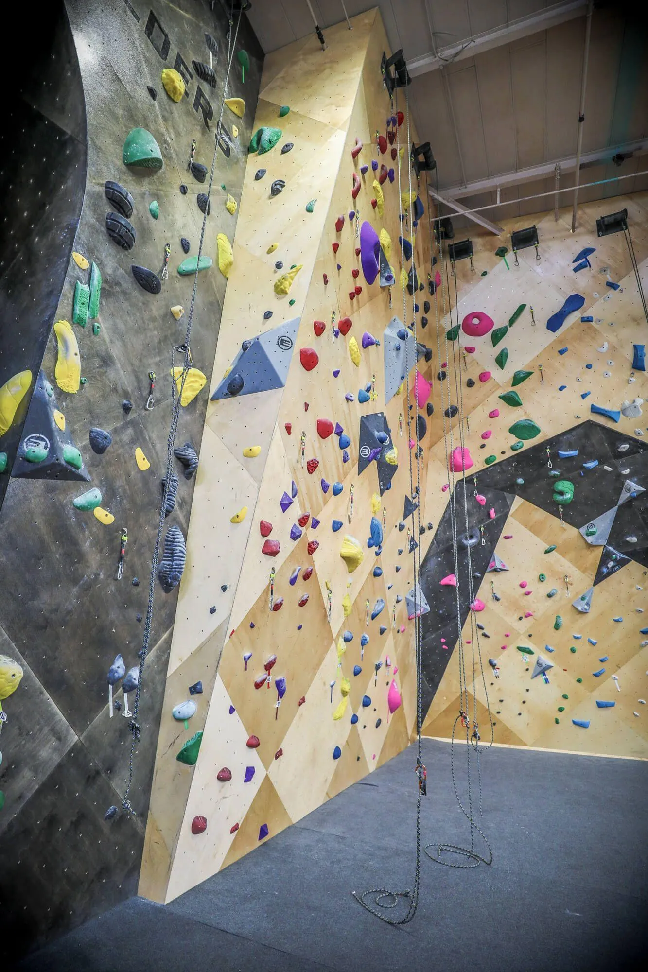When you need to renovate all of your walls, or even just a section large or small, you can easily merge them with existing building and climbing wall features. This example here completed during a nine-week project, turned out fantastic. 
