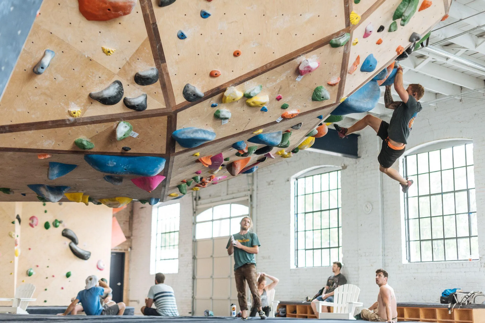 The Globe Boulder's many angles help routesetters create interesting and challenging boulder problems.