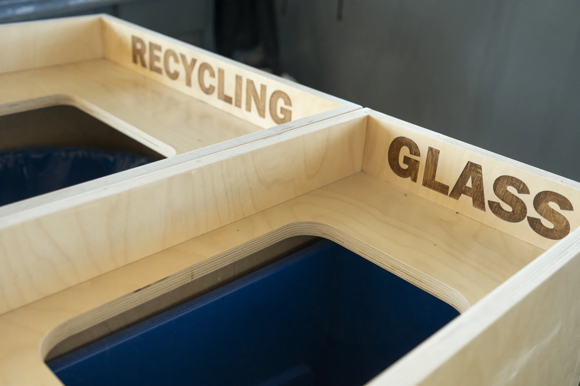 Custom recycling and waste station installation